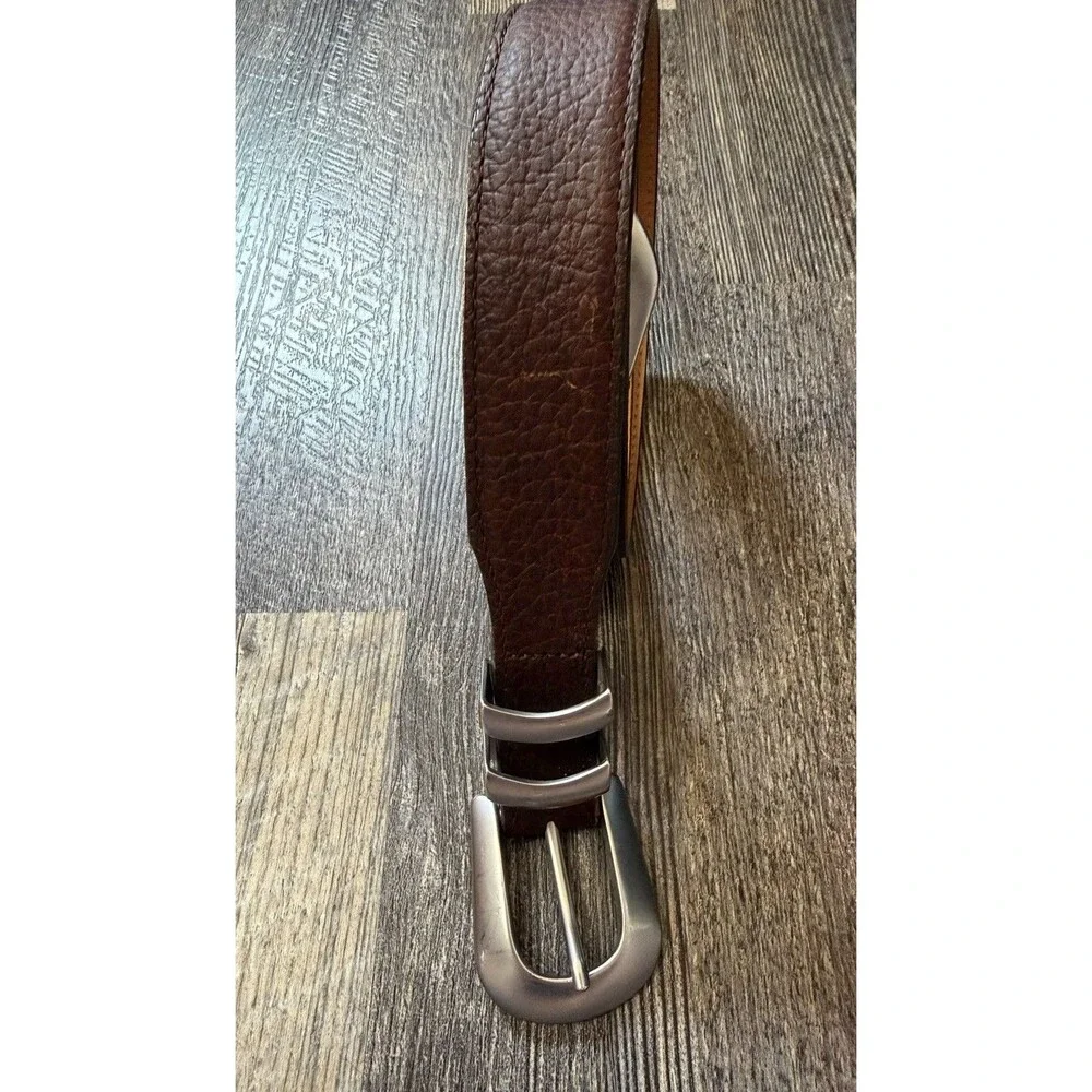 Orvis Full Grain American Bison Leather Belt Brown Size 44 USA Western Heritage
